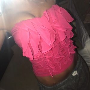 Pink Ruffled Tube Top